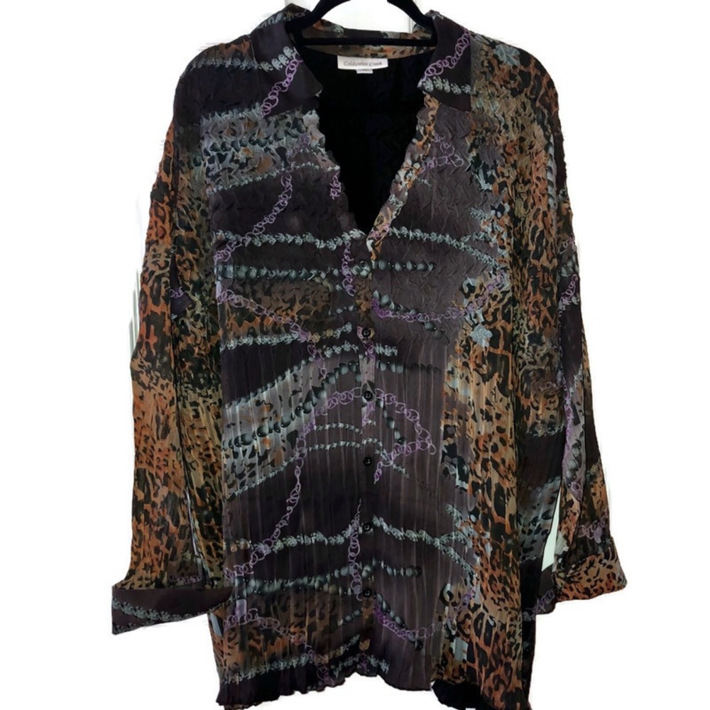 Coldwater Creek Crinkled Long Slv Blouse - 3X